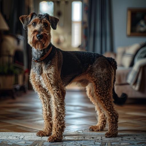 Airedale Terrier drinnen