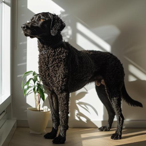 Curly-Coated Retriever drinnen