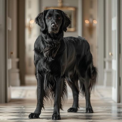 Flat-Coated Retriever drinnen