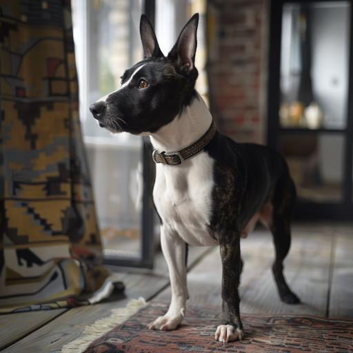 Miniature Bull Terrier drinnen