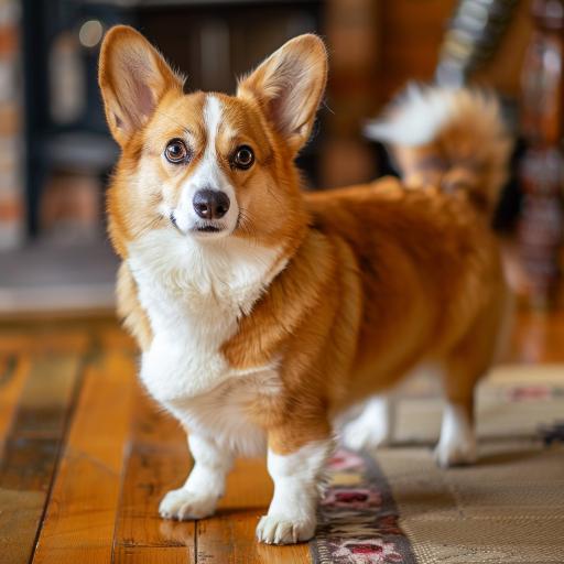 Pembroke Welsh Corgi drinnen