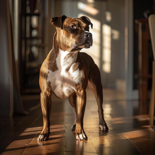Staffordshire Bull Terrier drinnen